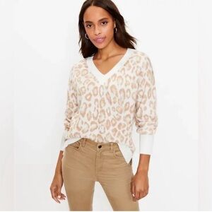 NWT Loft Leopard V-Neck Sweater